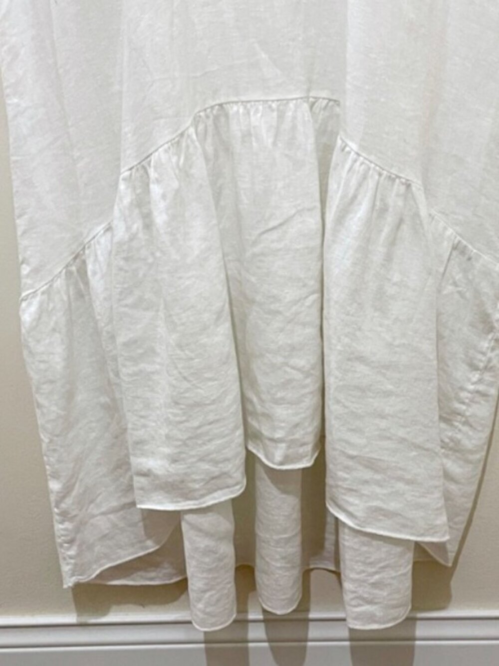 SOLD Terzo Millennio Line Slip Dress Ruffled Hem 100% Linen Made in Italy Size M - Picture 3 of 10